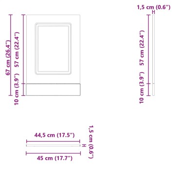 vidaXL Πίνακας πλυντηρίου πιάτων "Kalmar" High Gloss White 45x1,5x67cm