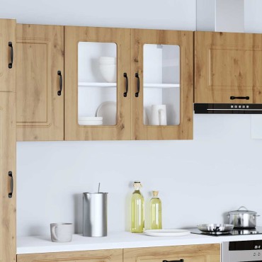 vidaXL Ντουλάπι κουζίνας με γυάλινη πόρτα "Kalmar" Artisan Oak 80x31x60cm 1 τεμ.