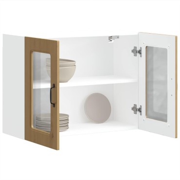 vidaXL Ντουλάπι κουζίνας με γυάλινη πόρτα "Kalmar" Artisan Oak 80x31x60cm 1 τεμ.