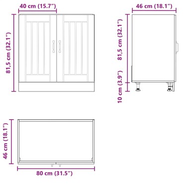 vidaXL Ντουλάπι βάσης νεροχύτη "Lucca" High Gloss White 80x46x81,5 cm 1 τεμ.