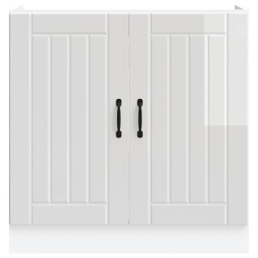 vidaXL Ντουλάπι βάσης νεροχύτη "Lucca" High Gloss White 80x46x81,5 cm 1 τεμ.
