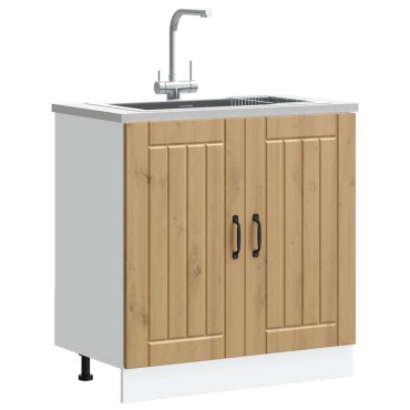 vidaXL Ντουλάπι βάσης νεροχύτη "Lucca" Artisan Oak Engineered Wood 80x46x81,5 cm 1 τεμ.