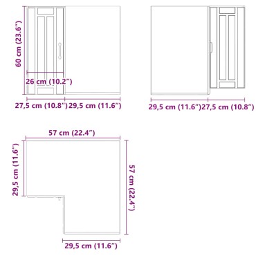 vidaXL γωνιακό ντουλάπι κουζίνας τοίχου "Lucca" Sonoma Oak 57x57x60cm
