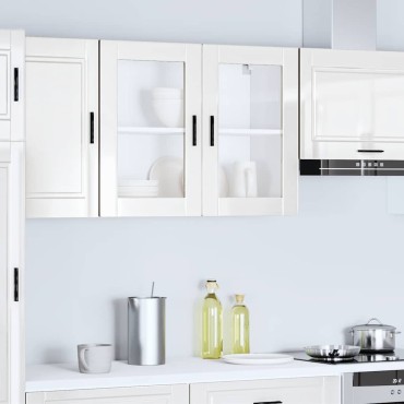 vidaXL Ντουλάπι τοίχου κουζίνας γυάλινη πόρτα Porto 80x31x60cm 1 τεμ.