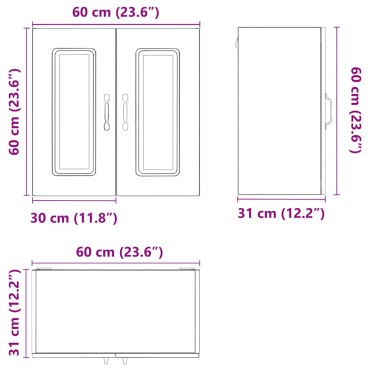 vidaXL Ντουλάπι τοίχου κουζίνας "Kalmar" Γκρι Sonoma 60x31x60cm 1 τεμ.