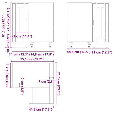 vidaXL Γωνιακό ντουλάπι βάσης κουζίνας "Lucca" High Gloss White 75,5x75,5x81,5cm