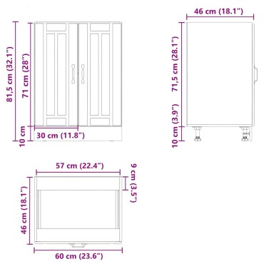vidaXL Ντουλάπι βάσης νεροχύτη "Lucca" High Gloss White 60x46x81,5 cm 1 τεμ.