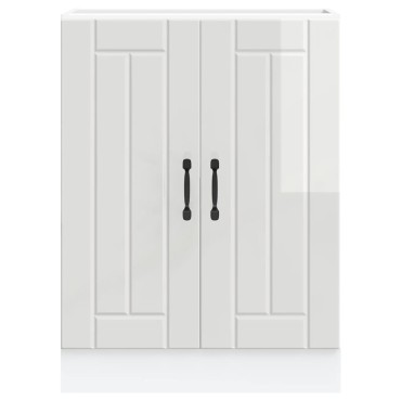 vidaXL Ντουλάπι βάσης νεροχύτη "Lucca" High Gloss White 60x46x81,5 cm 1 τεμ.