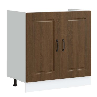 vidaXL Ντουλάπι βάσης νεροχύτη "Kalmar" Καφέ δρυς 80x46x81,5cm 1 τεμ.