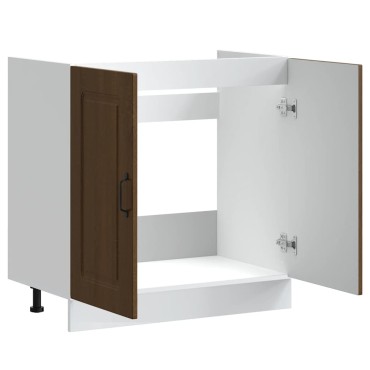 vidaXL Ντουλάπι βάσης νεροχύτη "Kalmar" Καφέ δρυς 80x46x81,5cm 1 τεμ.