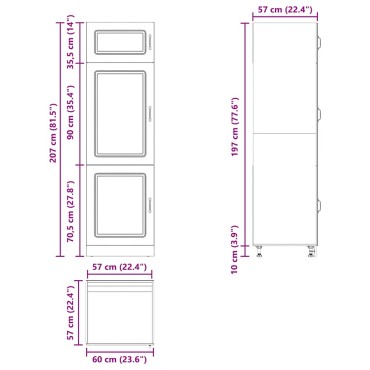 vidaXL Ντουλάπι κουζίνας "Kalmar" High Gloss White Engineered Wood 60x57x207cm 1 τεμ.