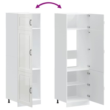 vidaXL Ντουλάπι κουζίνας "Kalmar" High Gloss White Engineered Wood 60x57x207cm 1 τεμ.