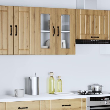 vidaXL Ντουλάπι κουζίνας με γυάλινη πόρτα "Kalmar" Artisan Oak 60x31x60cm 1 τεμ.