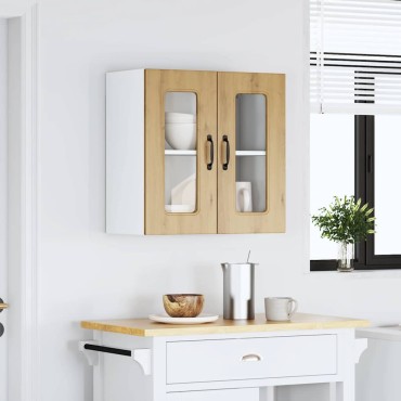 vidaXL Ντουλάπι κουζίνας με γυάλινη πόρτα "Kalmar" Artisan Oak 60x31x60cm 1 τεμ.