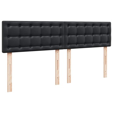vidaXL Οθωμανικό κρεβάτι με στρώματα & LEDs Μαύρο Faux Leather