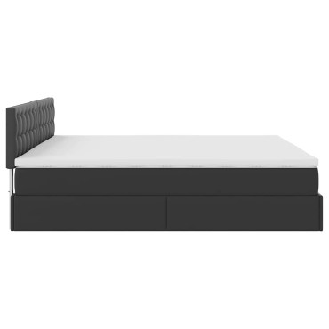 vidaXL Οθωμανικό κρεβάτι με στρώμα Μαύρο 180x200cm Faux Leather