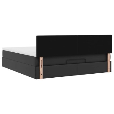 vidaXL Οθωμανικό κρεβάτι με στρώμα Μαύρο 180x200cm Faux Leather