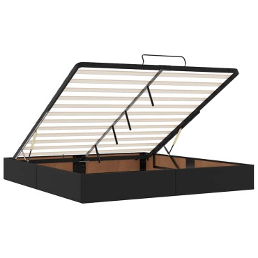 vidaXL Οθωμανικό κρεβάτι με στρώμα Μαύρο 180x200cm Faux Leather