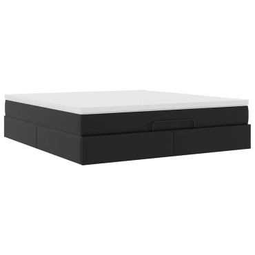 vidaXL Οθωμανικό κρεβάτι με στρώμα Μαύρο 180x200cm Faux Leather
