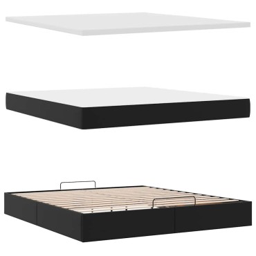vidaXL Οθωμανικό κρεβάτι με στρώμα Μαύρο 180x200cm Faux Leather