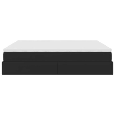 vidaXL Οθωμανικό κρεβάτι με στρώμα Μαύρο 180x200cm Faux Leather