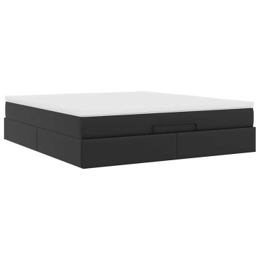 vidaXL Οθωμανικό κρεβάτι με στρώμα Μαύρο 180x200cm Faux Leather