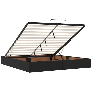 vidaXL Οθωμανικό κρεβάτι με στρώμα Μαύρο 180x200cm Faux Leather