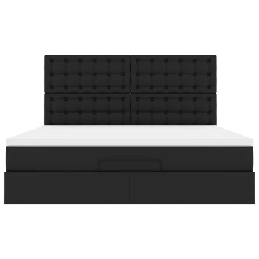 vidaXL Οθωμανικό κρεβάτι με στρώμα Μαύρο 180x200cm Faux Leather