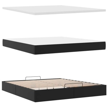 vidaXL Οθωμανικό κρεβάτι με στρώμα Μαύρο 180x200cm Faux Leather