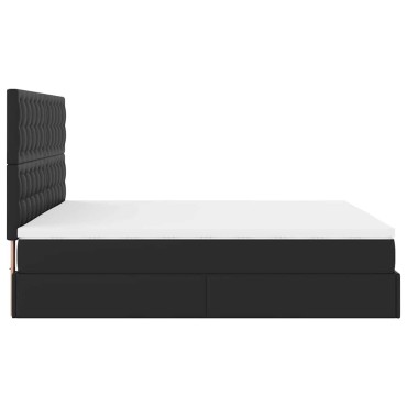 vidaXL Οθωμανικό κρεβάτι με στρώμα Μαύρο 180x200cm Faux Leather