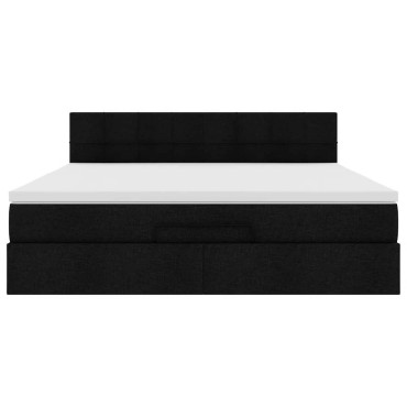 vidaXL Οθωμανικό κρεβάτι με στρώμα Μαύρο 180x200cm Ύφασμα