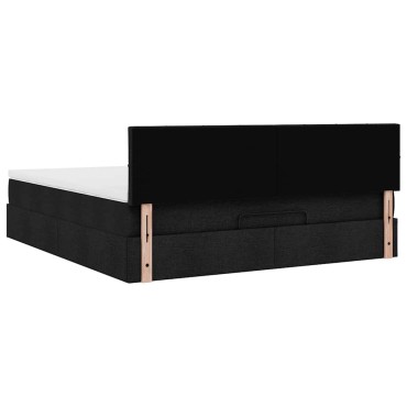 vidaXL Οθωμανικό κρεβάτι με στρώμα Μαύρο 180x200cm Ύφασμα