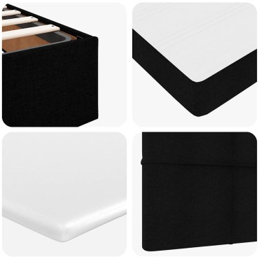 vidaXL Οθωμανικό κρεβάτι με στρώμα & LEDs Μαύρο ύφασμα 180x200cm