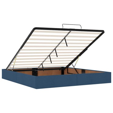 vidaXL Οθωμανικό κρεβάτι με στρώμα & LEDs Μπλε 180x200cm ύφασμα