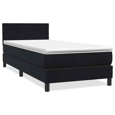 vidaXL Κρεβάτι Boxspring με Στρώμα Μαύρο 80x220 εκ. Βελούδινο