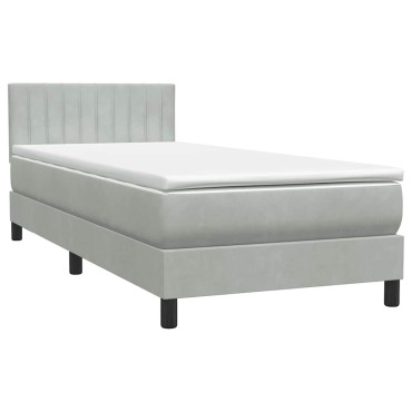vidaXL Κρεβάτι Boxspring με Στρώμα Ανοιχτό Γκρι 80x210cm Βελούδινο 1 τεμ. - Μονό