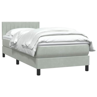 vidaXL Κρεβάτι Boxspring με Στρώμα Ανοιχτό Γκρι 80x210cm Βελούδινο 1 τεμ. - Μονό