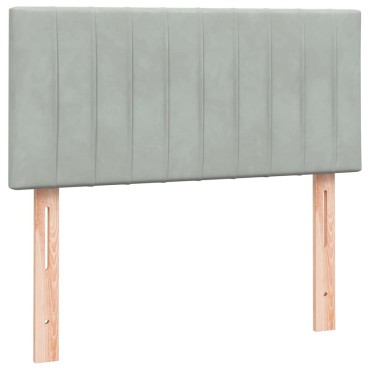 vidaXL Κρεβάτι Boxspring με Στρώμα Ανοιχτό Γκρι 80x210cm Βελούδινο 1 τεμ. - Μονό