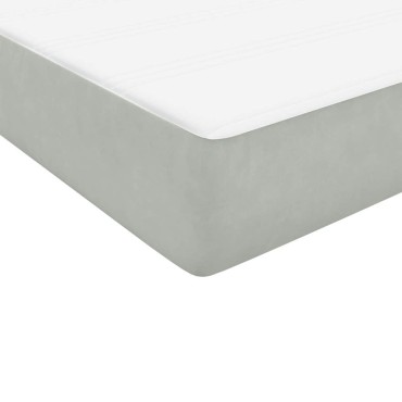 vidaXL Κρεβάτι Boxspring με Στρώμα Ανοιχτό Γκρι 80x210cm Βελούδινο 1 τεμ. - Μονό