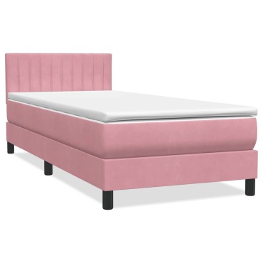 vidaXL Box Spring κρεβάτι με στρώμα ροζ 80x210cm Βελούδινο - Μονό