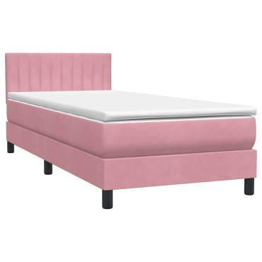 vidaXL Box Spring κρεβάτι με στρώμα ροζ 80x210cm Βελούδινο - Μονό