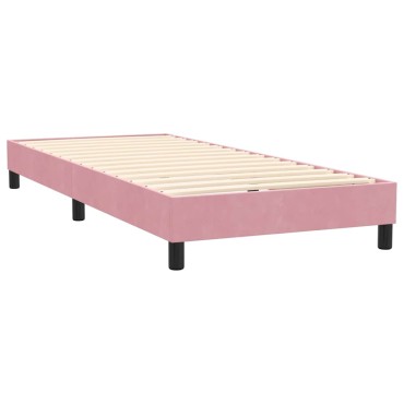 vidaXL Box Spring κρεβάτι με στρώμα ροζ 80x210cm Βελούδινο - Μονό
