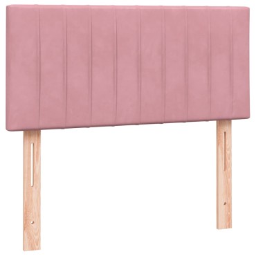 vidaXL Box Spring κρεβάτι με στρώμα ροζ 80x210cm Βελούδινο - Μονό