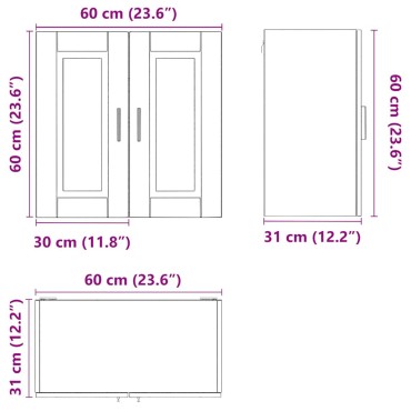 vidaXL ντουλάπι τοίχου κουζίνας "Porto" Artisan Oak Engineered Wood 60x31x60cm