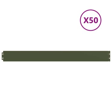 vidaXL Περιφράξεις γκαζόν 50 τεμάχια Ελαιοπράσινο Ατσάλι ψυχρής έλασης