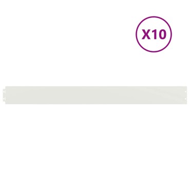 vidaXL Περιφράξεις γκαζόν 10 τεμάχια Λευκό από χάλυβα ψυχρής έλασης