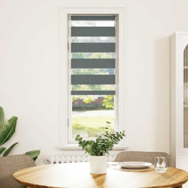 vidaXL Ζέβρα τυφλή Σκούρο Γκρι Πλάτος υφάσματος 40,9 εκ. Πολυεστέρας