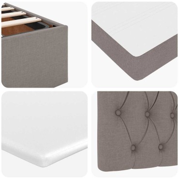 vidaXL Οθωμανικό κρεβάτι με στρώμα Taupe 180x200cm ύφασμα