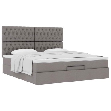 vidaXL Οθωμανικό κρεβάτι με στρώμα Taupe 180x200cm ύφασμα