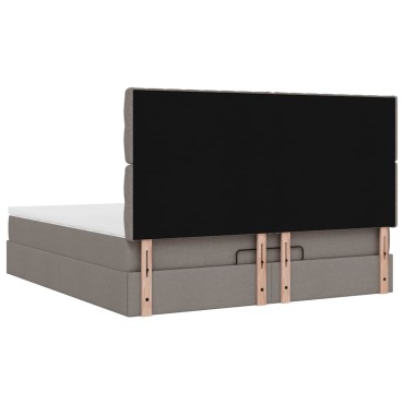 vidaXL Οθωμανικό κρεβάτι με στρώμα Taupe 180x200cm ύφασμα